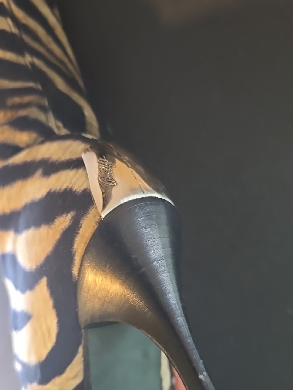 Couture Donald J. Pliner Zebra-Print Calf-Hair Knee-High Stiletto Boots - Picture 6 of 11